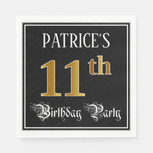 Serviette En Papier Fête du 11e anniversaire — Script fantaisie, Fa