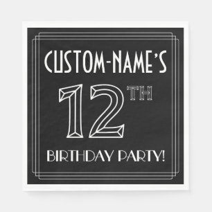 Serviette En Papier Fête du 12e anniversaire : Style Art Déco + Nom pe