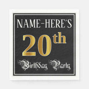 Serviette En Papier Fête du 20e anniversaire — Script fantaisie, Faux