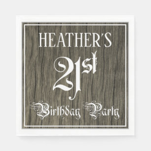 Serviette En Papier Fête du 21e anniversaire — Script fantaisie, Faux 