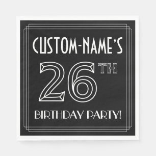 Serviette En Papier Fête du 26e anniversaire : Style Art Déco + Nom pe