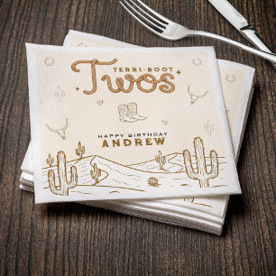 Serviette En Papier Fête du 2e anniversaire Cowboy Terri-Boot Twos Wes