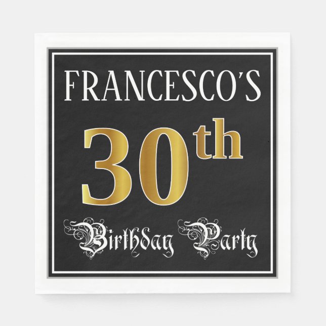 Serviette En Papier Fête du 30e anniversaire — Script fantaisie, Faux  (Devant)