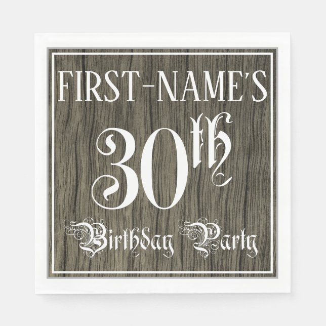 Serviette En Papier Fête du 30e anniversaire — Script fantaisie, Faux  (Devant)