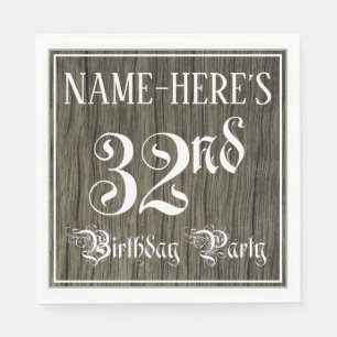 Serviette En Papier Fête du 32e anniversaire — Script fantaisie, Faux 