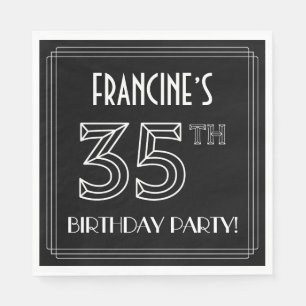 Serviette En Papier Fête du 35e anniversaire : Style Art Déco + Nom pe