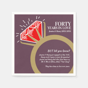 Serviette En Papier fête du 40e anniversaire du mariage ruby bague fai