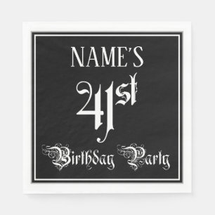 Serviette En Papier Fête du 41e anniversaire — Script fantaisie + Nom