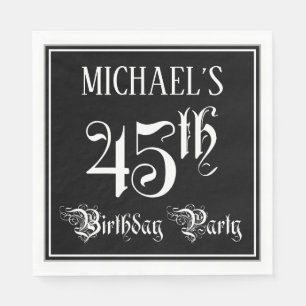 Serviette En Papier Fête du 45e anniversaire — Script fantaisie + Nom