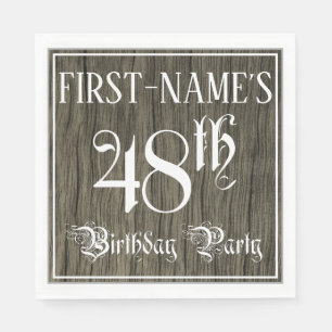 Serviette En Papier Fête du 48e anniversaire — Script fantaisie, Faux
