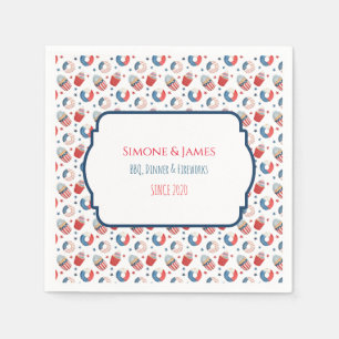 Serviette En Papier Fête du 4 juillet BBQ américain personnalisé