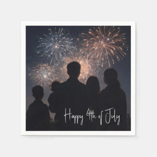 Serviette En Papier Fête du 4 juillet en famille regardant le feu d'ar