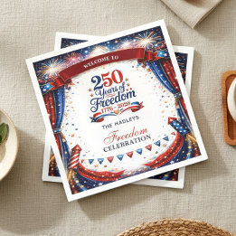 Serviette En Papier Fête du 4 juillet rouge blanc bleu