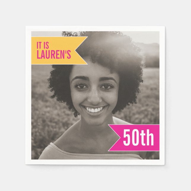 Serviette En Papier fête du 50e anniversaire ajoutez votre propre phot (Devant)