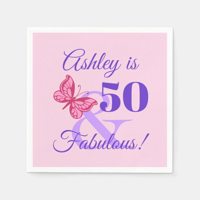 Serviette En Papier Fête du 50e anniversaire pour les femmes (Devant)