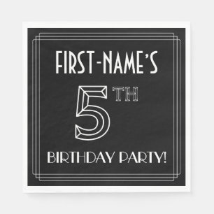 Serviette En Papier Fête du 5e anniversaire : Style Art Déco + Nom per