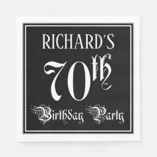 Serviette En Papier Fête du 70e anniversaire — Script fantaisie + Nom 