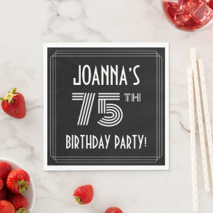 Serviette En Papier Fête du 75e anniversaire : Style Art Déco + Nom pe