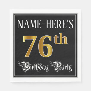 Serviette En Papier Fête du 76e anniversaire — Script fantaisie, Faux 