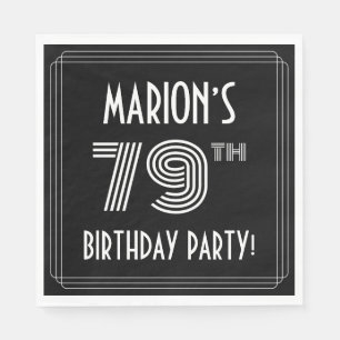 Serviette En Papier Fête du 79e anniversaire : Style Art Déco + Nom pe