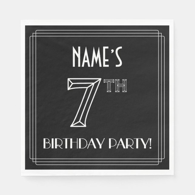 Serviette En Papier Fête du 7e anniversaire : Style Art Déco + Nom per (Devant)