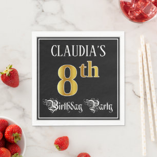 Serviette En Papier Fête du 8e anniversaire — Script fantaisie, Faux G