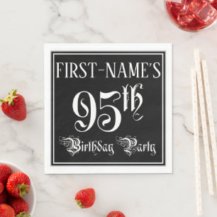 Serviette En Papier Fête du 95e anniversaire — Script fantaisie + Nom 