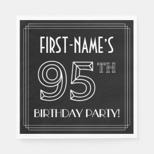 Serviette En Papier Fête du 95e anniversaire : Style Art Déco + Nom pe