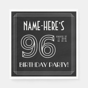 Serviette En Papier Fête du 96e anniversaire : Style Art Déco + Nom pe