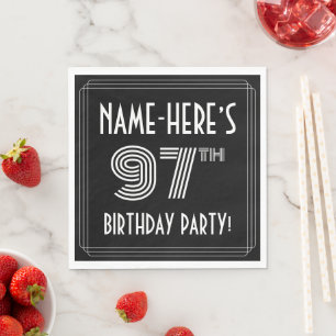 Serviette En Papier Fête du 97e anniversaire : Style Art Déco + Nom pe