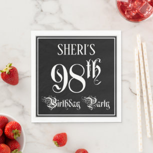 Serviette En Papier Fête du 98e anniversaire — Script fantaisie + N