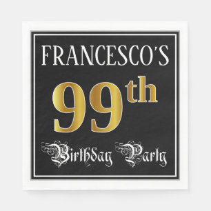 Serviette En Papier Fête du 99e anniversaire — Script fantaisie, Faux