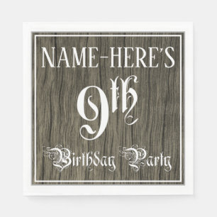 Serviette En Papier Fête du 9e anniversaire — Script fantaisie, Fau