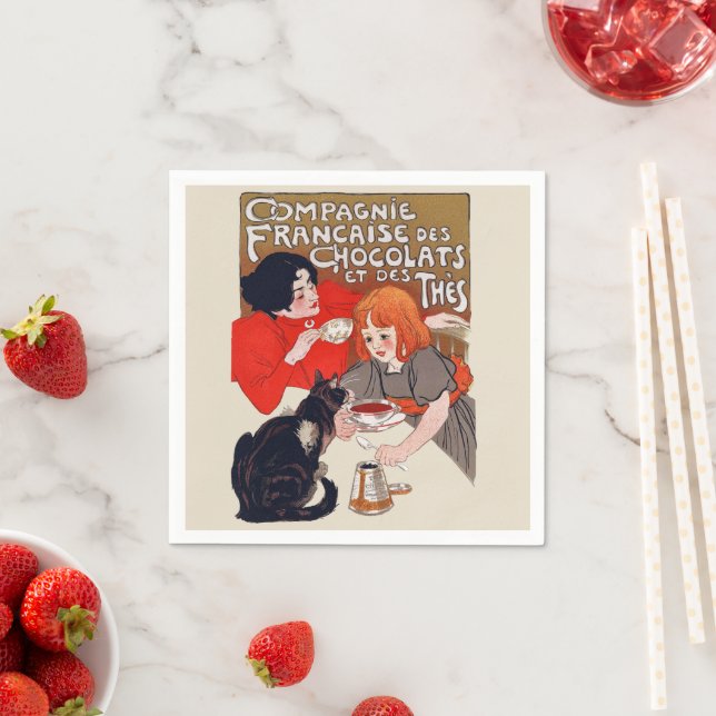 Serviette En Papier Fête du chocolat français Steinlen Art (En situation)