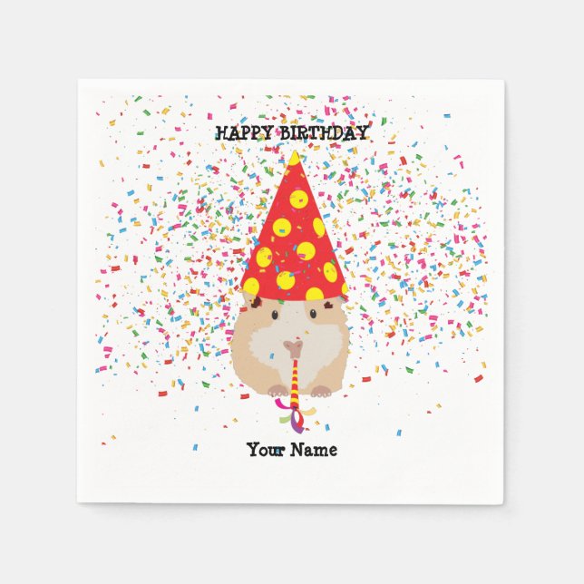 Serviette En Papier Fête du hamster - Animaux à l'anniversaire Nom de  (Devant)