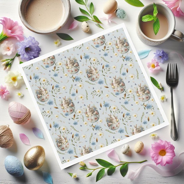 Serviette En Papier Fête du lapin du jardin Bleu (Créateur téléchargé)