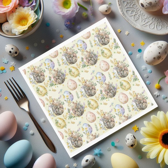 Serviette En Papier Fête du lapin du jardin Jaune (Créateur téléchargé)