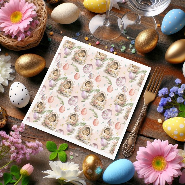 Serviette En Papier Fête du lapin du jardin rose (Créateur téléchargé)