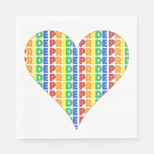 Serviette En Papier Fête du mois des Gay pride LGBT Rainbow Heart