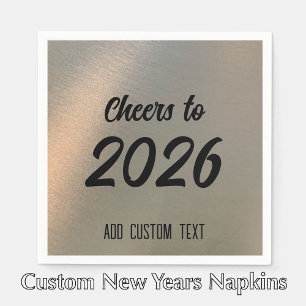 Serviette En Papier Fête du Nouvel An 2026 en métal brossé personnalis