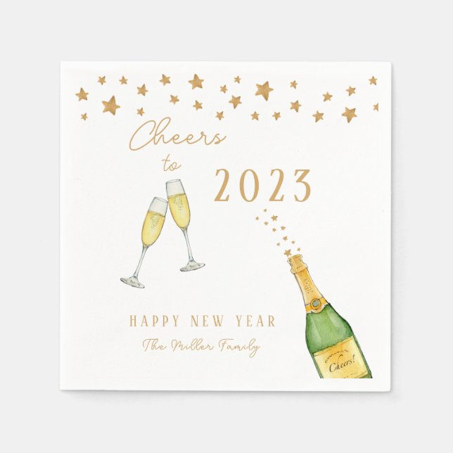 Serviette En Papier Fête du Nouvel An au champagne pétillant (Devant)