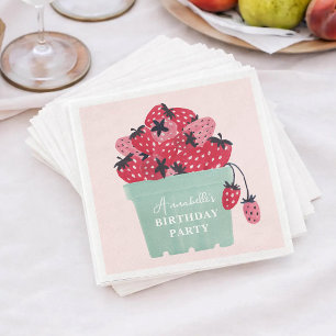 Serviette En Papier Fête du premier anniversaire de Baie de fraise