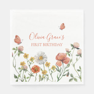 Serviette En Papier Fête du premier anniversaire de Wildflower