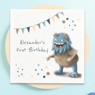 Serviette En Papier Fête du premier anniversaire du Monstre bleu migno