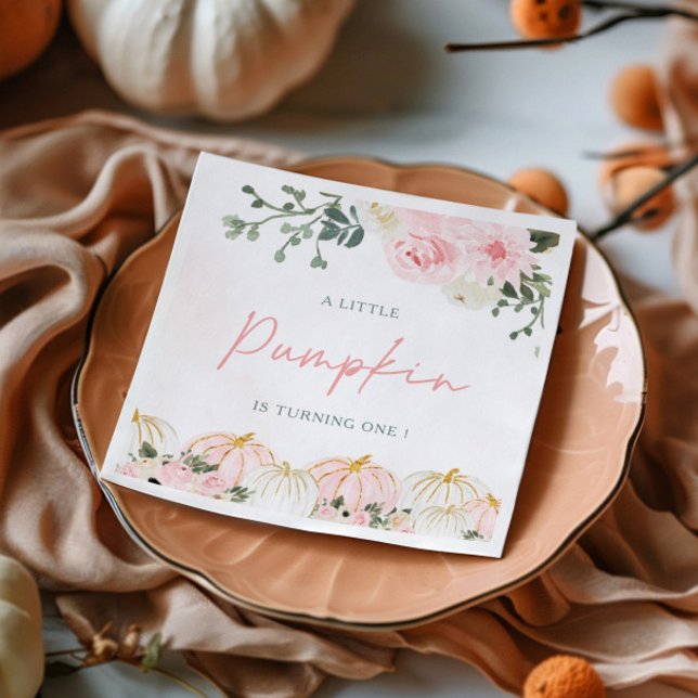 Serviette En Papier Fête du premier anniversaire du petit Citrouille (Créateur téléchargé)