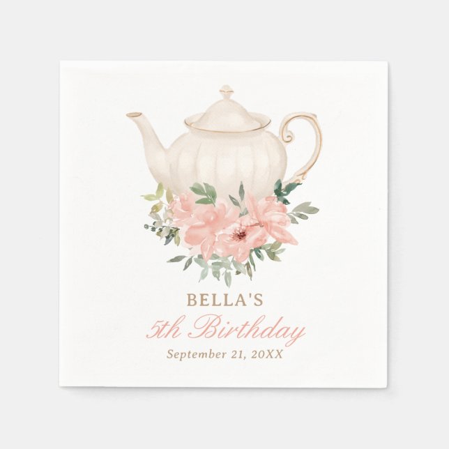Serviette En Papier Fête du thé floral Anniversaire (Devant)