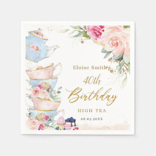Serviette En Papier Fête du thé rose vif Fleur haute fête