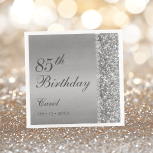 Serviette En Papier Fête élégante d'anniversaire de 85 ans en argent
