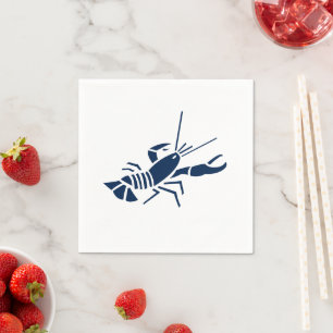 Serviette En Papier Fête estivale bleu et blanc de homard marine