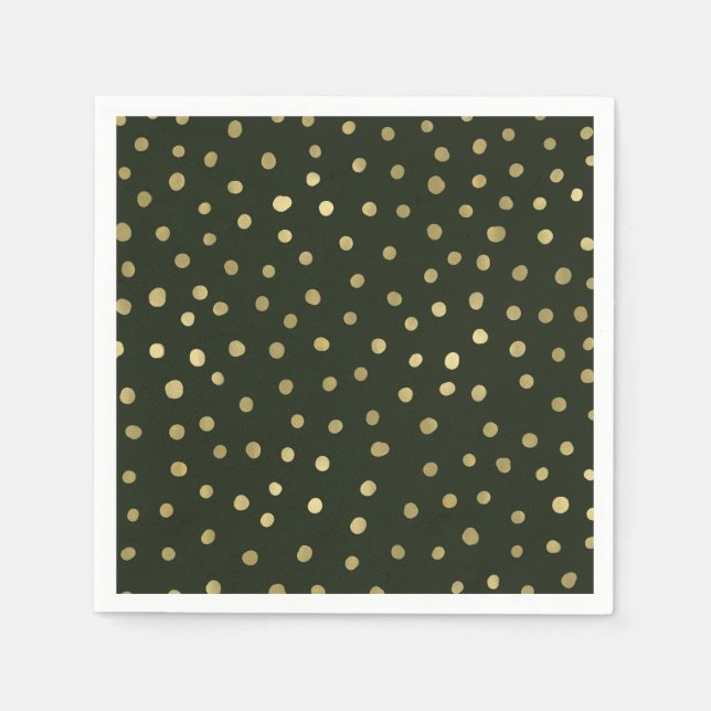 Serviette En Papier Fête festive de vacances neige verte et or (Devant)